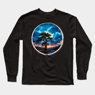 A Tree and Lightning Strikes Long Sleeve T-Shirt